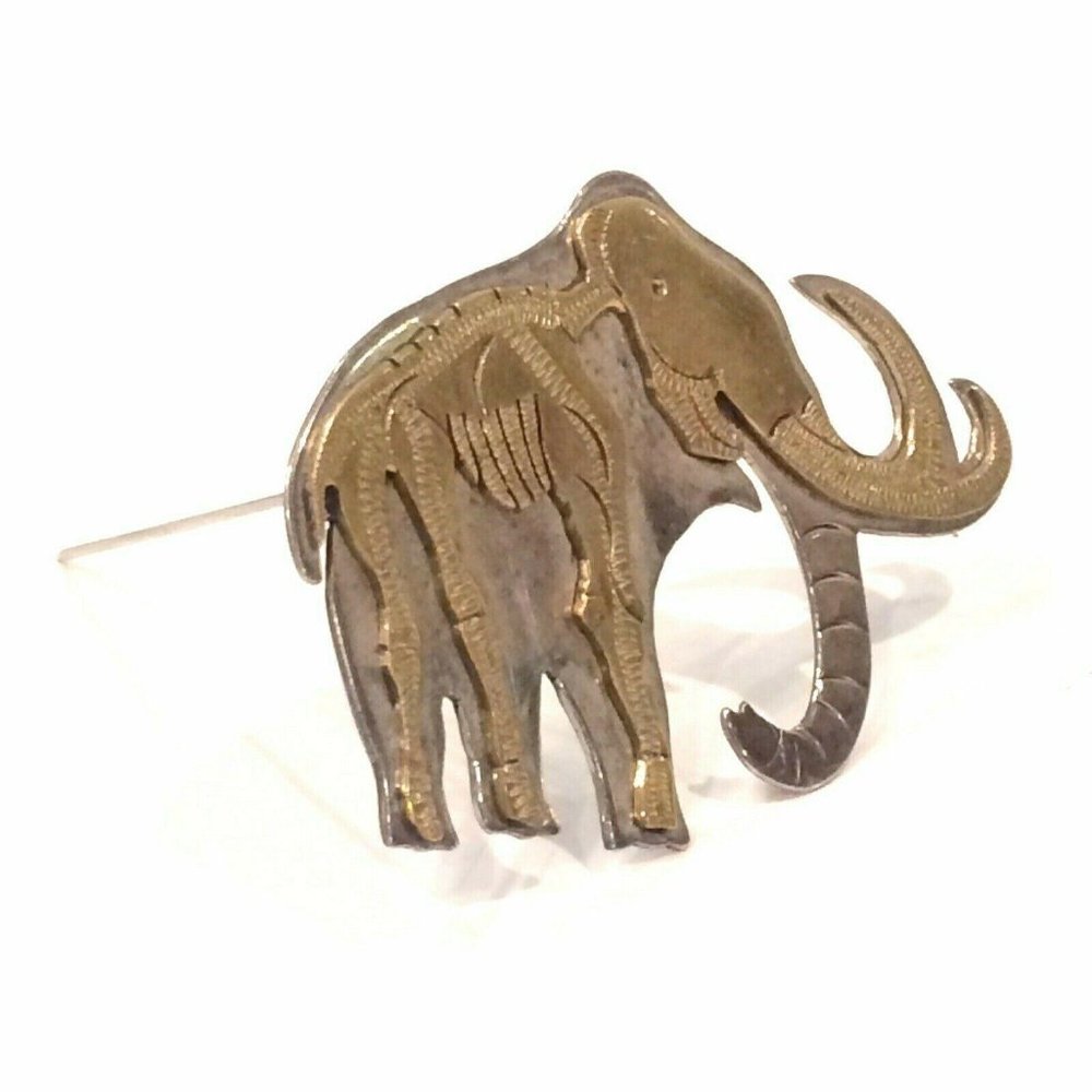 Elephant Mammoth Skeletal Brooch Sterling